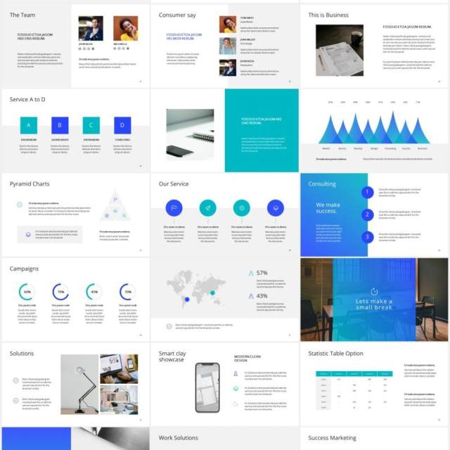 简约工作计划报告个人简历PPT模板ARONA - Powerpoint Presentation Template