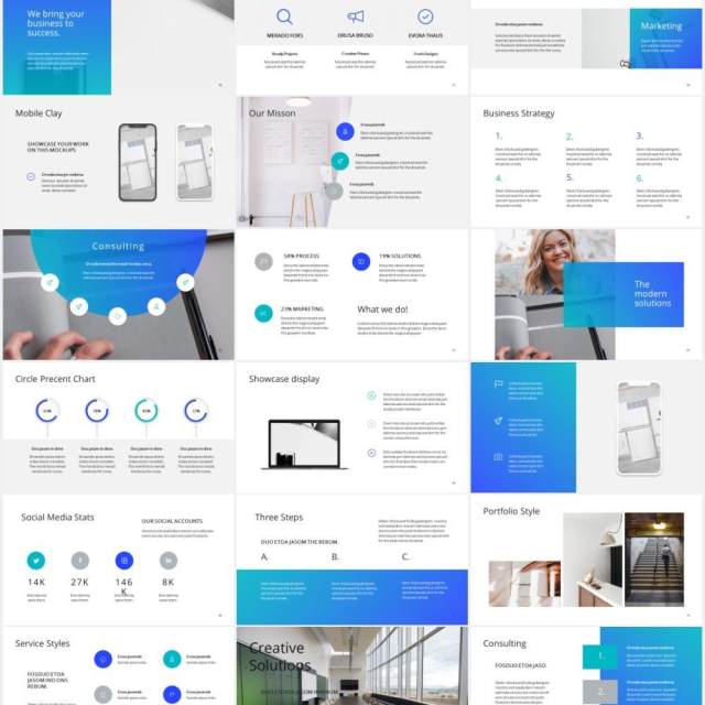 简约工作计划报告个人简历PPT模板ARONA - Powerpoint Presentation Template