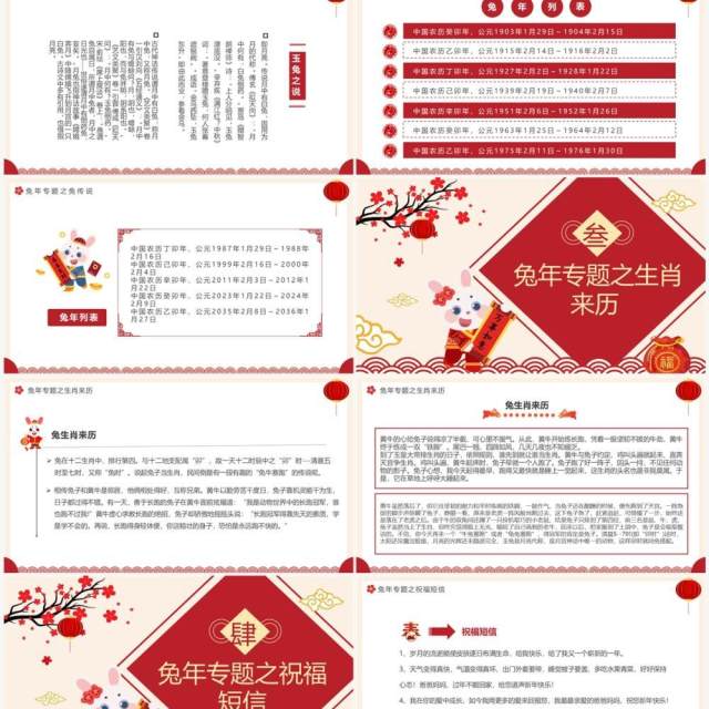 红色中国风兔年专题之兔年介绍PPT模板 红色中国风兔年专题之兔年介绍PPT模板