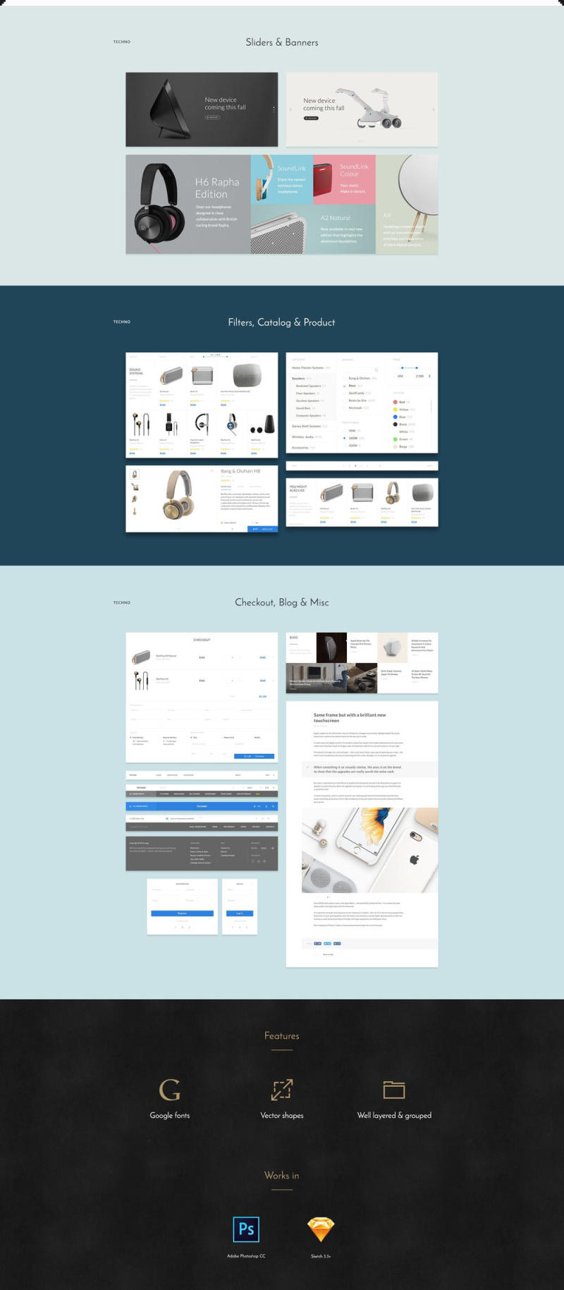 巨大的电子商务用户界面工具包3种变化，商店UI工具包