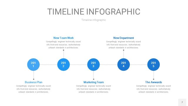 天蓝色时间轴PPT信息图7
