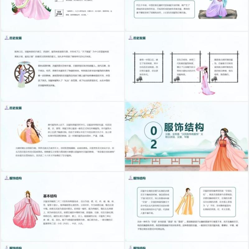 传统汉服文化影响历史发展简介动态PPT模板