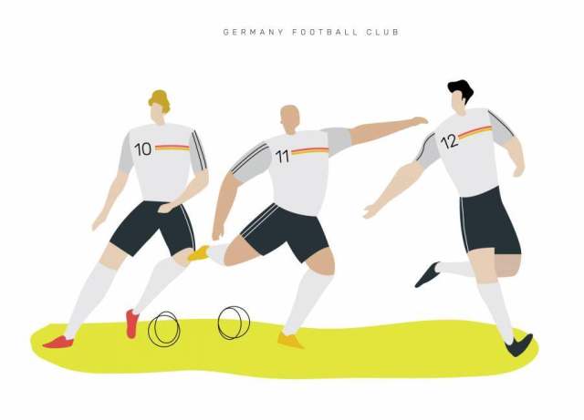 德国足球字符平面矢量图