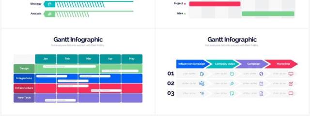 国外多彩甘特图信息图形PPT素材Gantt Powerpoint Infographics