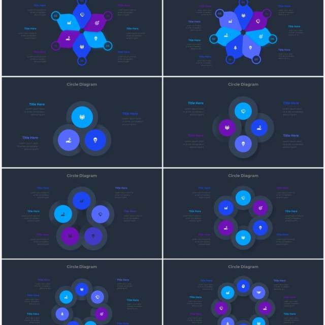 深色背景蓝色流程结构图目录摘要并列信息图表PPT素材Infographic Blue