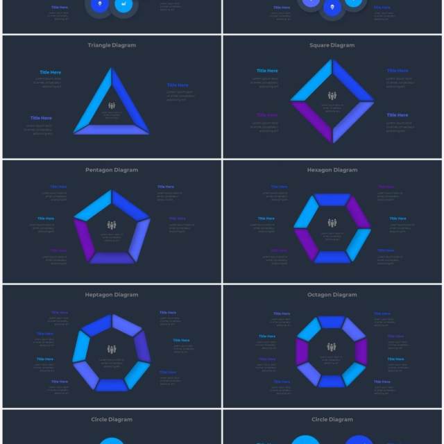 深色背景蓝色流程结构图目录摘要并列信息图表PPT素材Infographic Blue