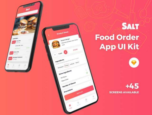 Salt Food Order UI Kit设计的高品质食品订购应用UI套件sketch源文件