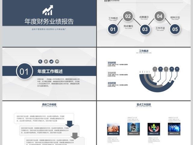 2017年深蓝年度财务数据汇报PPT模板