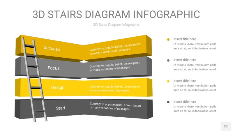 灰黄色3D阶梯PPT图表30