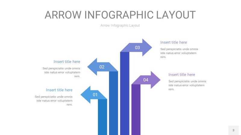 渐变紫色箭头PPT信息图表3