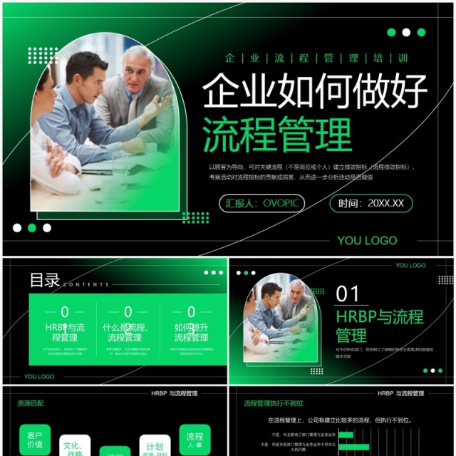 绿色商务风企业如何做好流程管理PPT模板 绿色商务风企业如何做好流程管理PPT模板