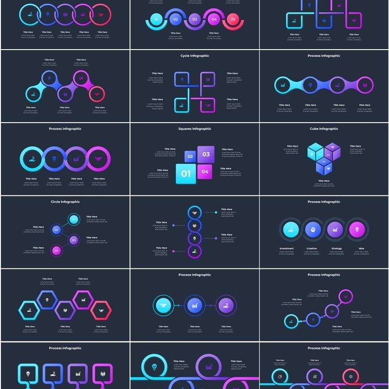 商业信息图PPT模板素材Business_Infographics_Dark