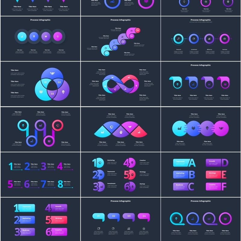 商业信息图PPT模板素材Business_Infographics_Dark