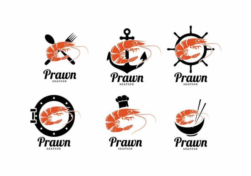 虾海鲜标志 矢量