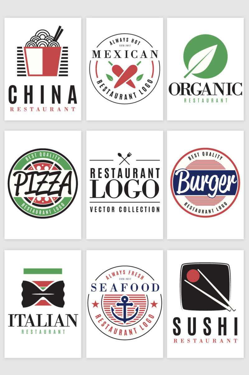 食物餐厅标签图标矢量素材