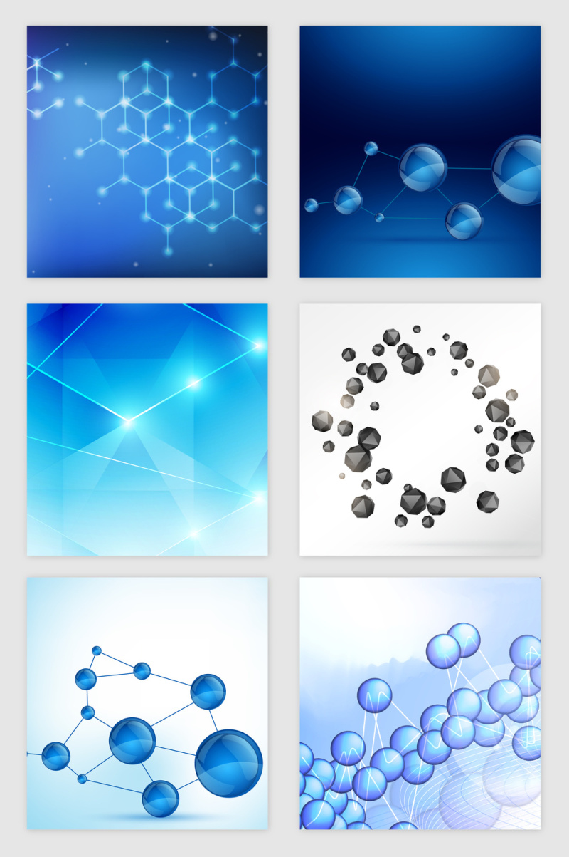 蓝色科技分子光效矢量素材