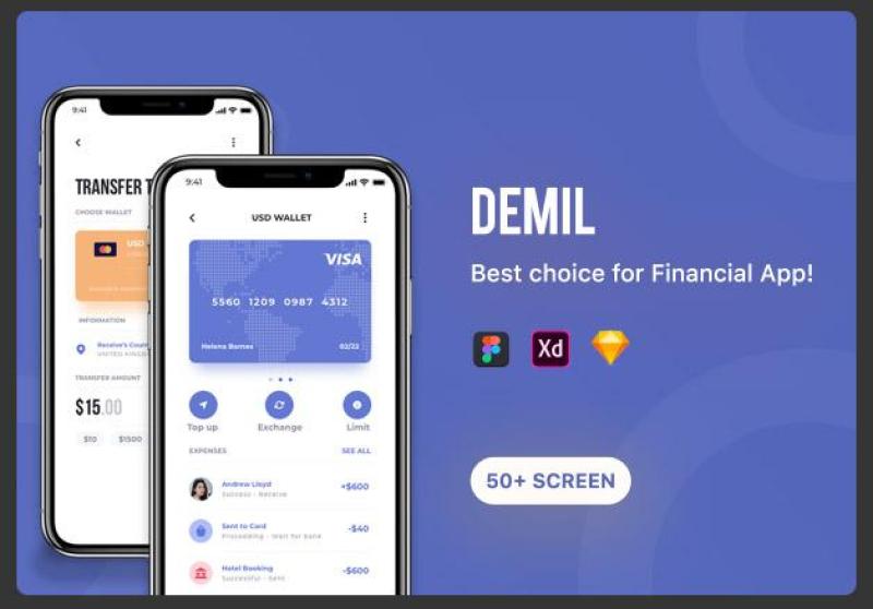 金融应用程序UI工具包优化用户体验Demil - Finance App UI Kit optimize UX