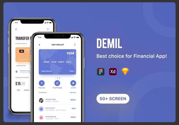 金融应用程序UI工具包优化用户体验Demil - Finance App UI Kit optimize UX 金融应用程序UI工具包优化用户体验Demil - Finance App UI Kit optimize UX