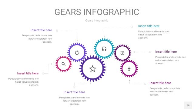 玫瑰紫色齿轮PPT信息图14