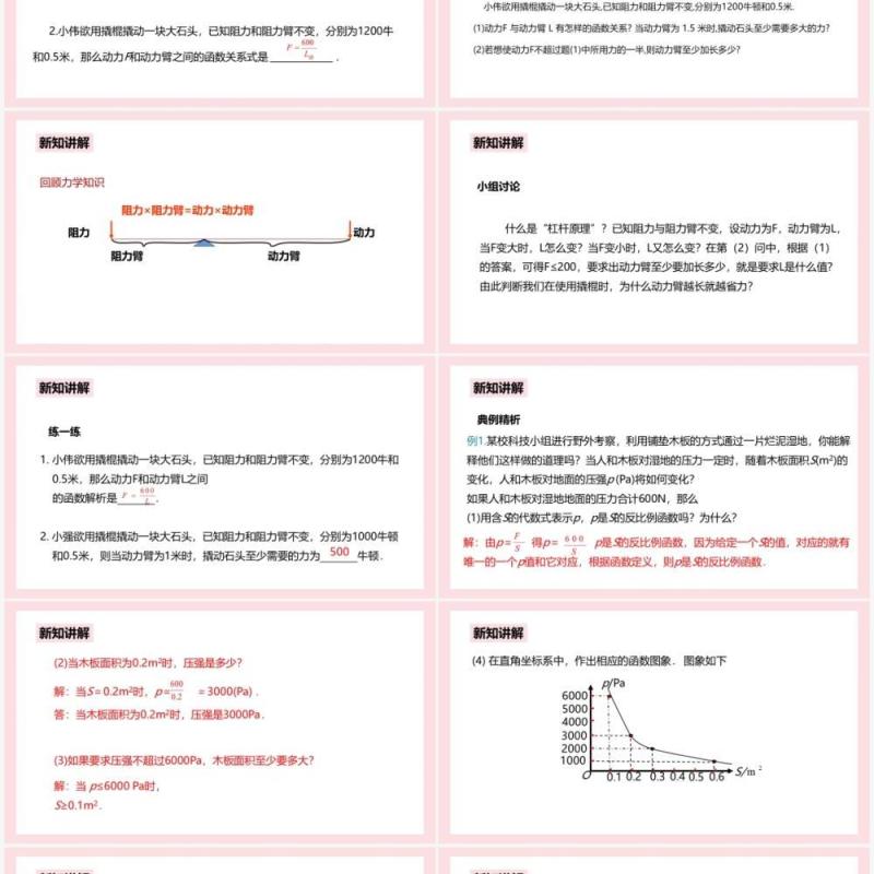 部编版九年级数学下册实际问题与反比例函数课件PPT模板