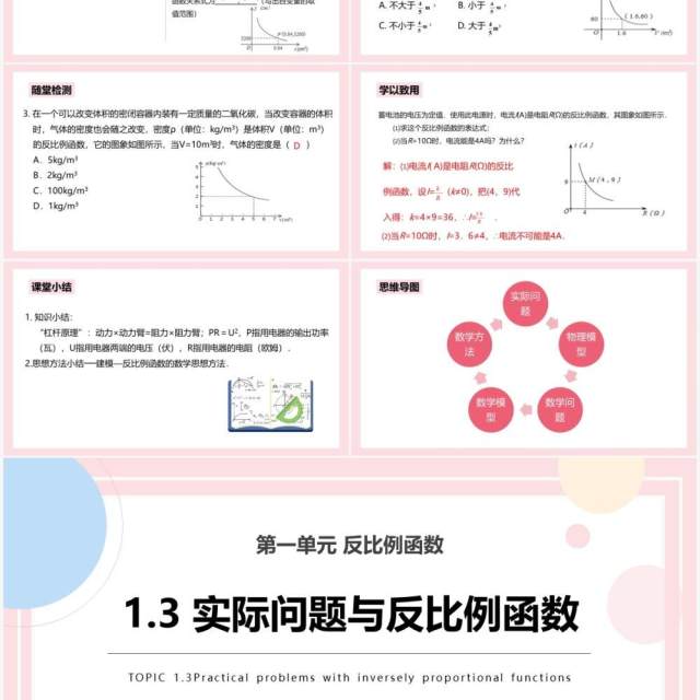 部编版九年级数学下册实际问题与反比例函数课件PPT模板