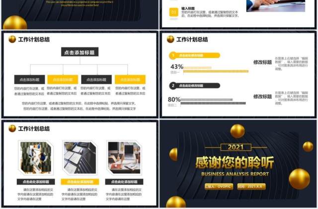 黑金大气企业商业分析报告工作总结通用PPT模板