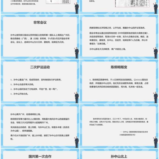 蓝色民国人物篇之孙中山传记PPT模板 蓝色民国人物篇之孙中山传记PPT模板