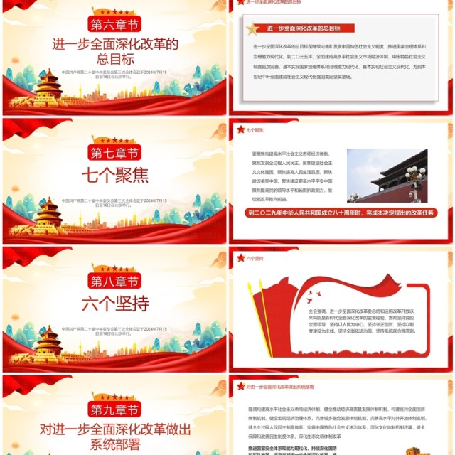 红色中国风二十届三中全会公报速读PPT模板 红色中国风二十届三中全会公报速读PPT模板