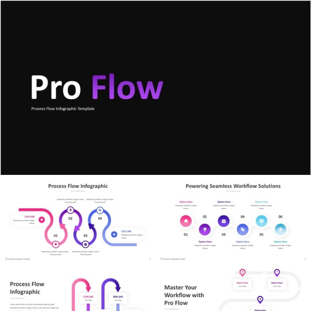 生产流程图PPT模板素材Process Flow Infographic ppt