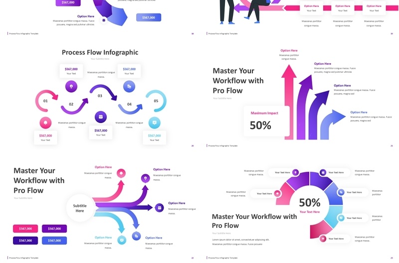 生产流程图PPT模板素材Process Flow Infographic ppt