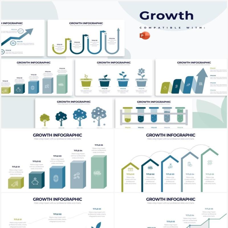 国外创意递进关系增长PPT信息图素材Growth Powerpoint Infographics