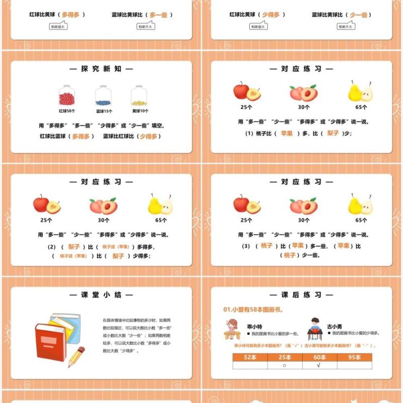 部编版一年级数学上册比多少课件PPT模板