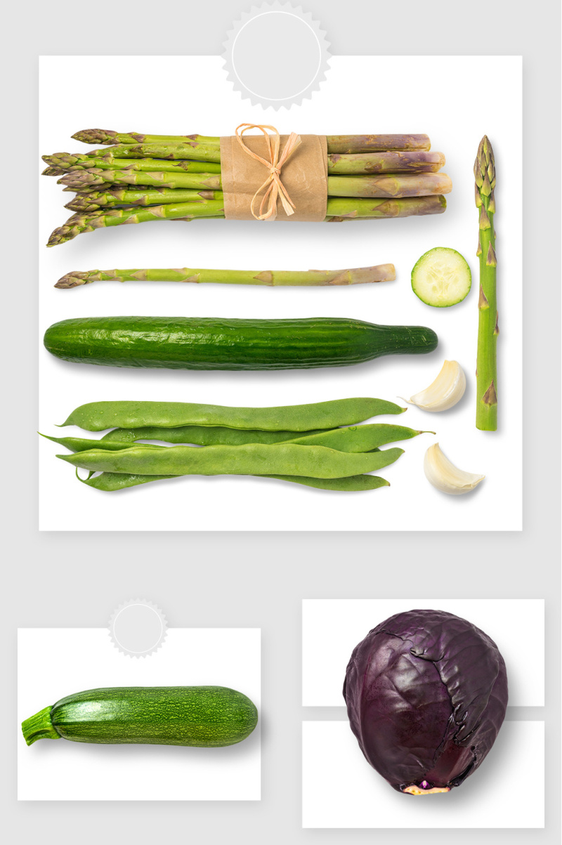 高清绿色健康蔬菜芦笋黄瓜PSD元素