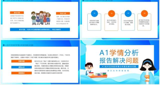 A1技术支持的学情分析报告解决问题动态PPT模板 A1技术支持的学情分析报告解决问题动态PPT模板