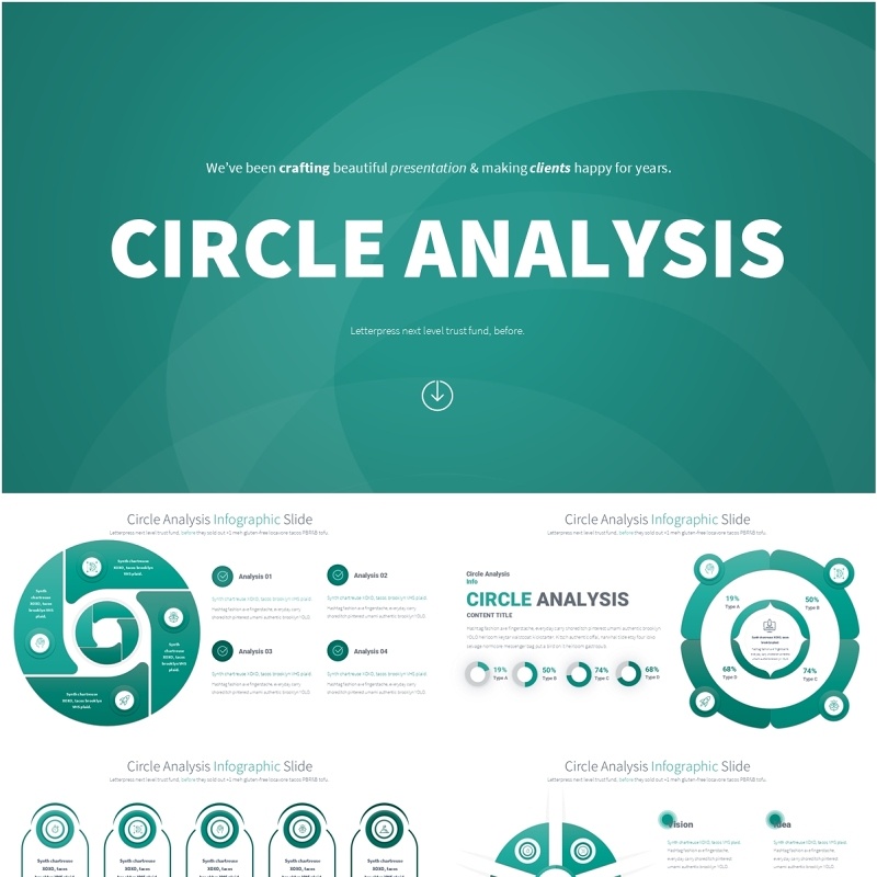 圆形信息图分析PPT模板Circle Analysis - Color 01 (Teal)