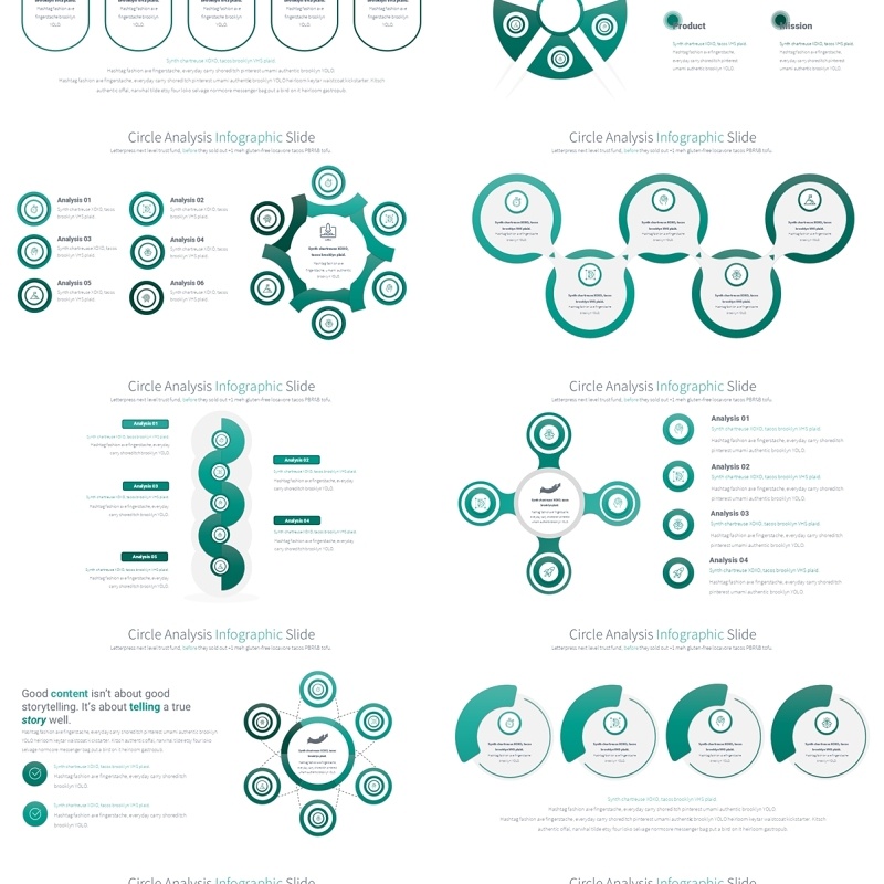 圆形信息图分析PPT模板Circle Analysis - Color 01 (Teal)