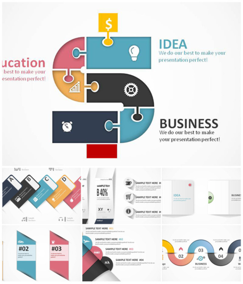 精美时尚创意的微立体PPT图表