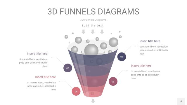 中紫色3D漏斗PPT信息图表8