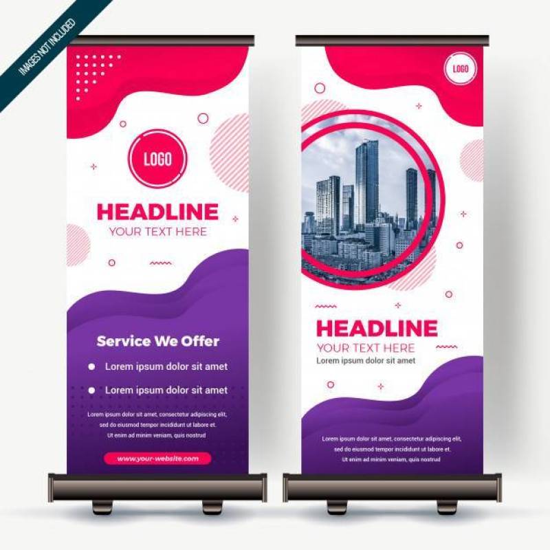 Roll up banner with colorfull gradient