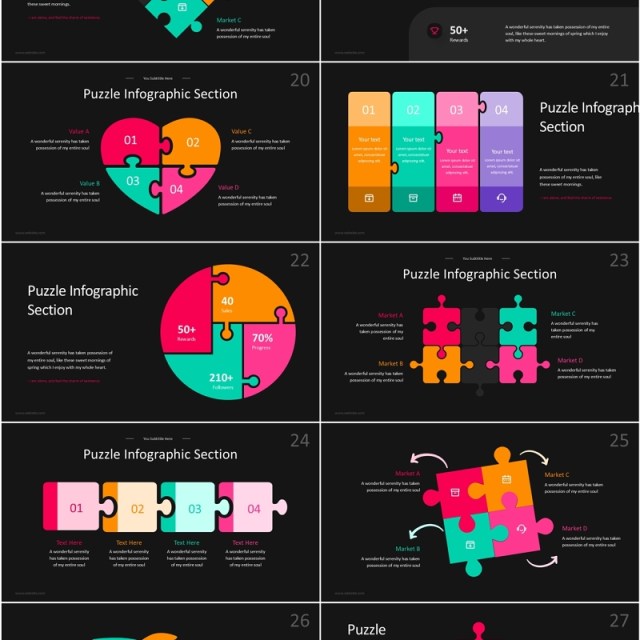 拼图信息图表PPT素材可插图Puzzle Infographic - Dark Version (No Image) 拼图信息图表PPT素材可插图Puzzle Infographic - Dark Version (No Image)