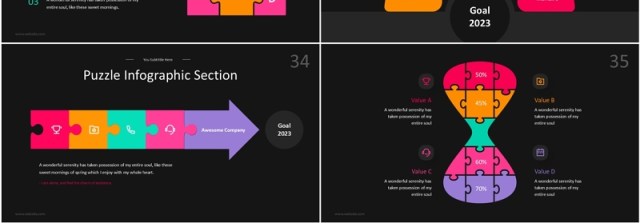 拼图信息图表PPT素材可插图Puzzle Infographic - Dark Version (No Image) 拼图信息图表PPT素材可插图Puzzle Infographic - Dark Version (No Image)