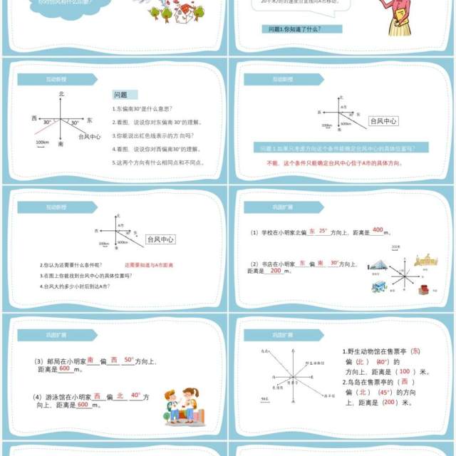 部编版六年级数学上册根据方向和距离描述点的位置课件PPT模板