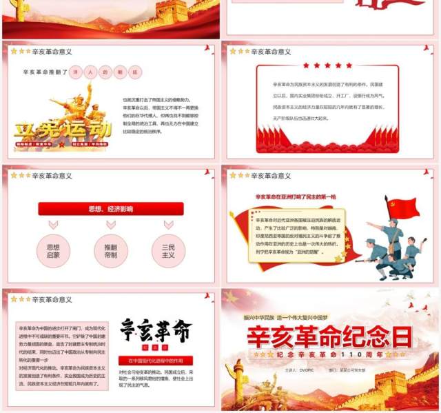 红色党政风辛亥革命纪念日宣传介绍PPT模板