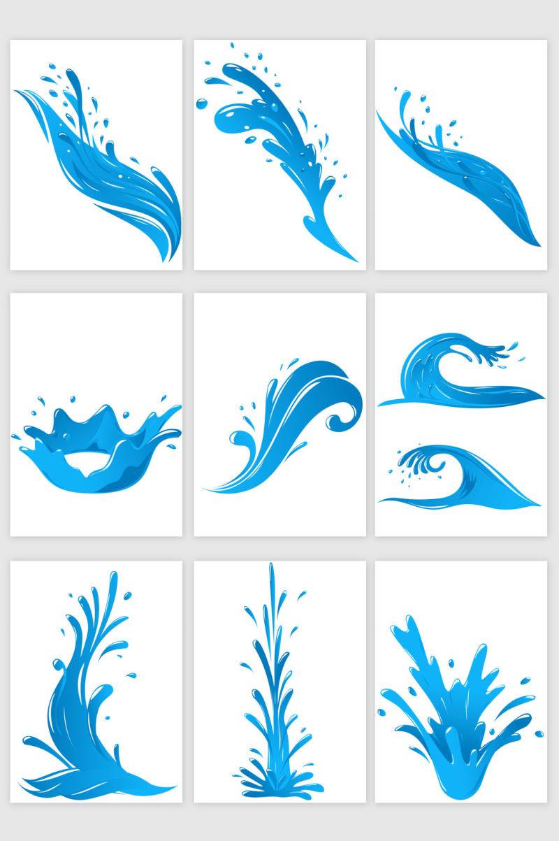 蓝色浪花矢量装饰元素