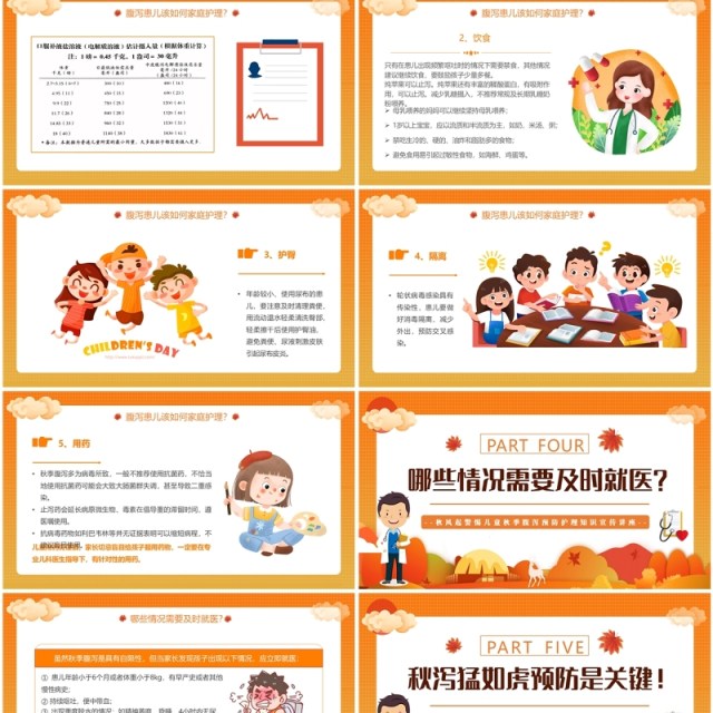 橙色卡通风儿童秋季腹泻防治PPT模板 橙色卡通风儿童秋季腹泻防治PPT模板