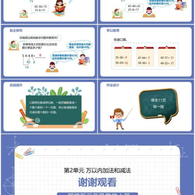 部编版三年级数学上册两位数减两位数课件PPT模板 部编版三年级数学上册两位数减两位数课件PPT模板