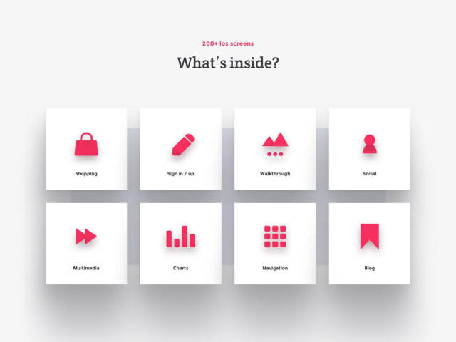 超过200个iOS屏幕和数百个用户界面元素ui工具包sketch源文件打包下载