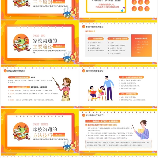 橙色卡通风家校沟通教师培训PPT模板 橙色卡通风家校沟通教师培训PPT模板