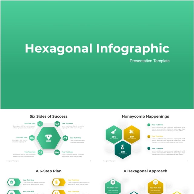 六边形结构信息图PPT模板素材Hexagonal Infographic - Presentation Template