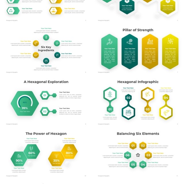 六边形结构信息图PPT模板素材Hexagonal Infographic - Presentation Template